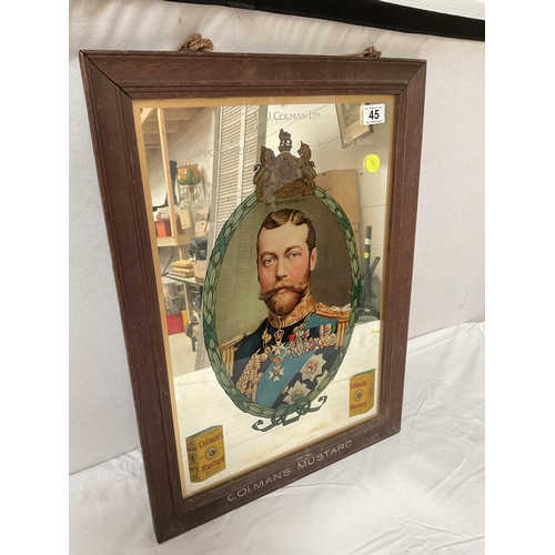 45 - VINTAGE COLMANS MUSTARD FRAMED PICTORIAL MIRROR 10