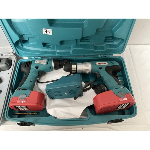 CASED BOSCHMANN 18V TWIN DRILL KIT ELU 14.4 BATTERY DRILL IN CASE