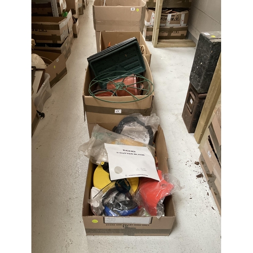 49 - 4 BOXES OF ODDS TO INCLUDE GARDEN ITEMS , BASKETS ETC