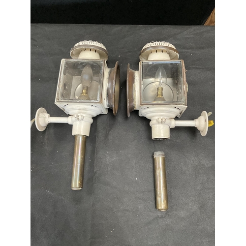 52 - PAIR OF VINTAGE TRAP LAMPS CONVERTED TO ELECTRIC