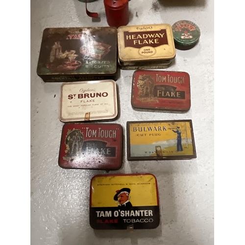 59 - 2 BOXES TO INCLUDE OILER, ROAD LAMP AND VINTAGE TINS ETC