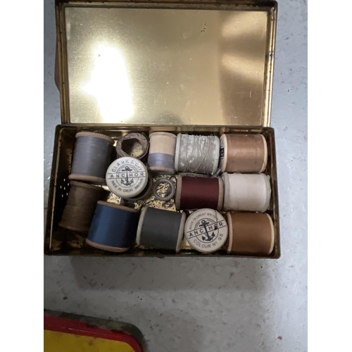 59 - 2 BOXES TO INCLUDE OILER, ROAD LAMP AND VINTAGE TINS ETC