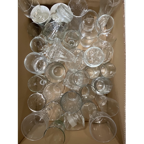 64 - 4 BOXES OF GLASSWARE TO INCLUDE VASES ETC