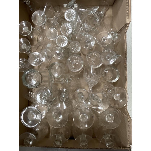 64 - 4 BOXES OF GLASSWARE TO INCLUDE VASES ETC