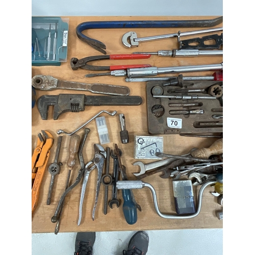 70 - BOX OF TOOLS ETC