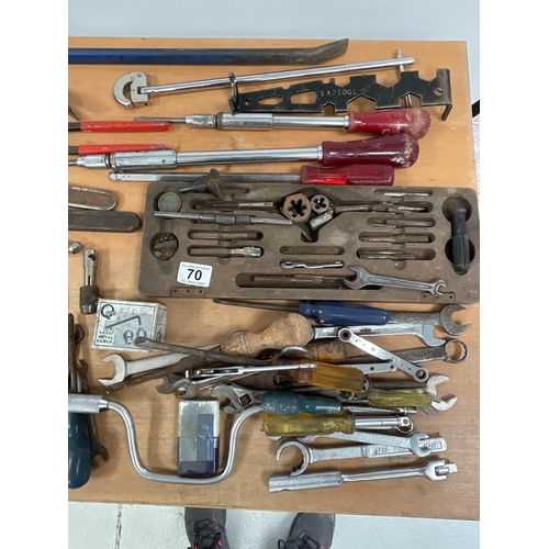 70 - BOX OF TOOLS ETC