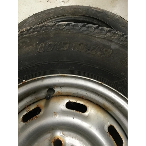 76 - 2 TYRES & WHEELS  - 175/70R14 AND 175/70R13