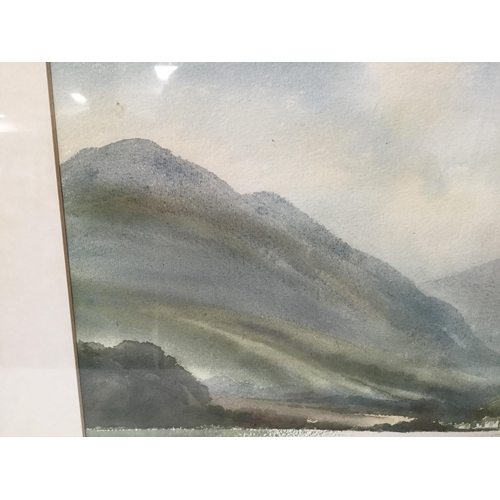 87 - FRAMED WATERCOLOUR SIGNED DUNCAN RUSSELL 1982  (WATERFALL) AND A FRAMED WATERCOLOUR SIGNED KEITH BUR... 