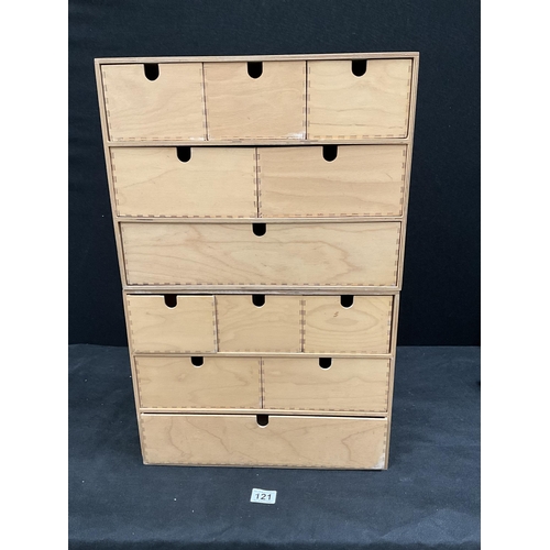 121 - 2 WOODEN BANK OF DRAWERS H13