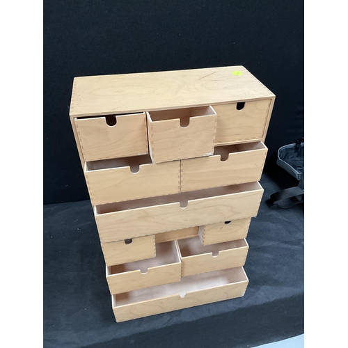 121 - 2 WOODEN BANK OF DRAWERS H13