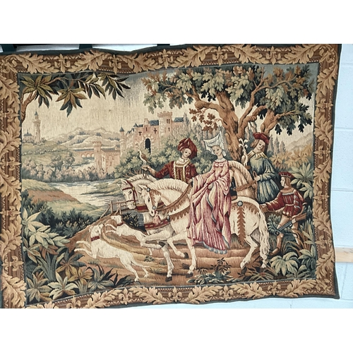 126 - 2 FRANKLIN MINT WALL HANGING TAPESTRIES  ROMANCE OF THE ROSE , THE ROYAL HUNT WITH PAPERWORK H48