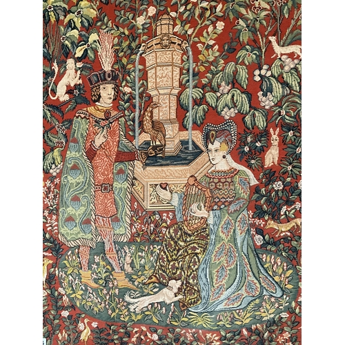 126 - 2 FRANKLIN MINT WALL HANGING TAPESTRIES  ROMANCE OF THE ROSE , THE ROYAL HUNT WITH PAPERWORK H48