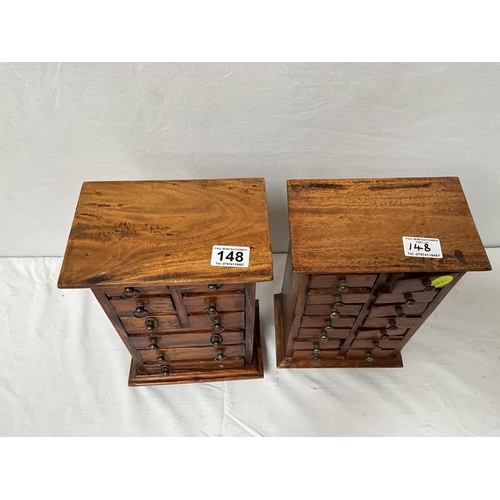 148 - 2 MINIATURE WOODEN BANK OF DRAWERS H13