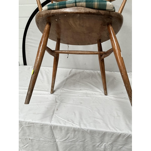 164 - ERCOL STYLE ARMCHAIR, RETRO STOOL 4 KITCHEN STOOLS, 2 BEDROOM CHAIRS