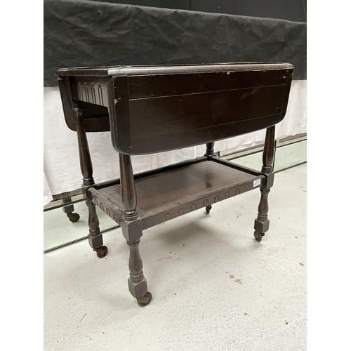 217 - MAHOGANY WINE TABLE, EDWARDIAN BEDROOM CHAIR, MODERN COMMODE AND PRIORY OAK TEA TROLLEY H28