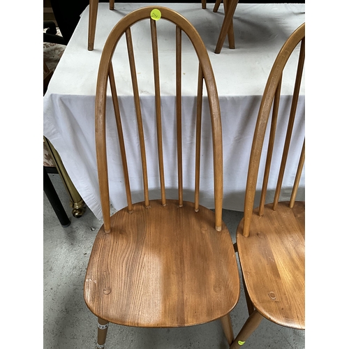 224 - 4 ERCOL HOOP BACK DINING CHAIRS - NOT BADGED