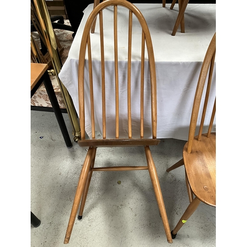 224 - 4 ERCOL HOOP BACK DINING CHAIRS - NOT BADGED