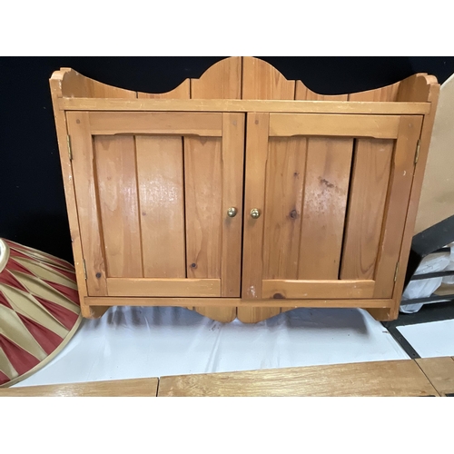 237 - 2 PINE BATHROOM CABINETS, FREESTANDING MIRROR ETC