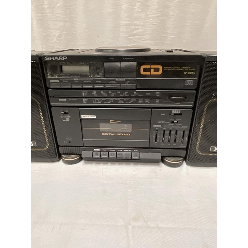 238 - LARGE QTY OF ELECTRICAL ITEMS ETC TO INCLUDE SHARP STEREO, SPEAKERS, PROJECTOR, RADIOS ETC