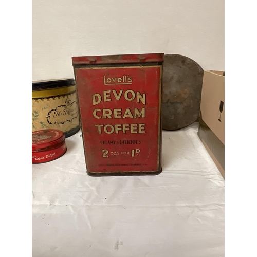 243 - 2 BOXES OF BRASS & VINTAGE ADVERTISING TINS ETC