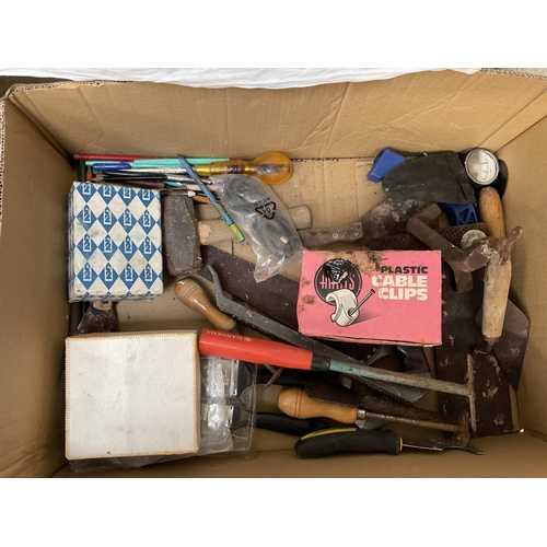 244 - 3 BOXES OF TOOLS ETC TO INCLUDE A ELECTRIC PLANER