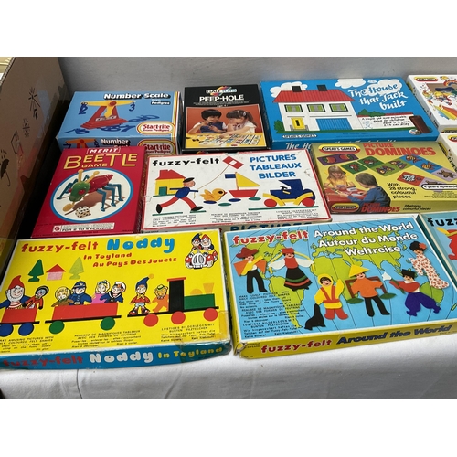 245 - 3 BOXES OF VINTAGE GAMES TO INCLUDE FISHER PRICE EXAMPLES ETC