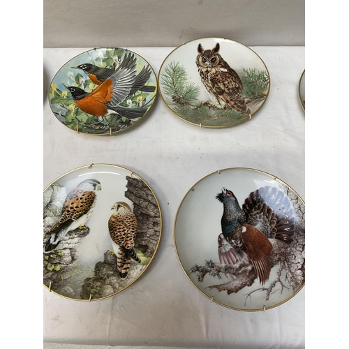 248 - BOX OF FRANKLIN MINT LIMOGES COLLECTORS PLATES (BIRDS) AND A CERAMIC TABLE LAMP & SHADE