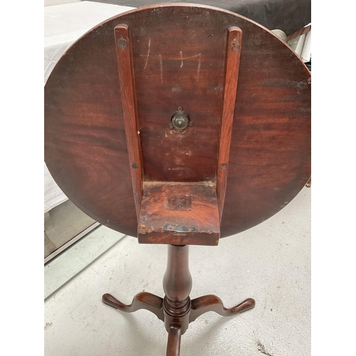 251 - GEORGIAN MAHOGANY PEDESTAL TRIPOD TIP TOP TABLE H28