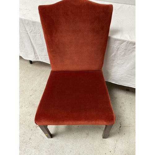 261 - MAHOGANY STRETCHERED UPHOLSTERED DINING CHAIR