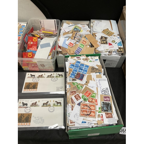 265 - BOX OF STAMPS AND A BOX OF STANLEY GIBBONS STAMP BOOKS ETC