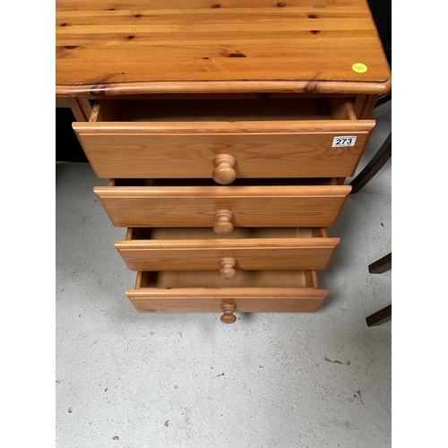 273 - MODERN PINE SINGLE PEDESTAL DESK WITH 4 DRAWERS H29