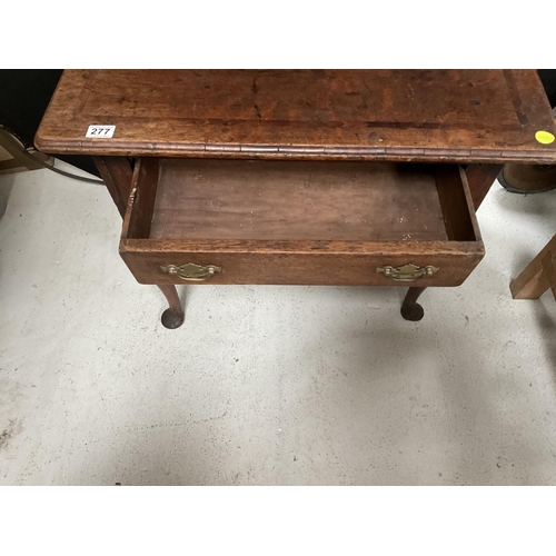 277 - EARLY OAK LOW BOY ON CABRIOLE LEGS WITH SINGLE DRAWER H27