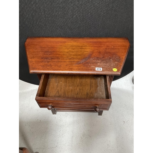 278 - REPRODUCTION OAK SIDE TABLE WITH UNDERTIER SHELF AND SINGLE DRAWER H28