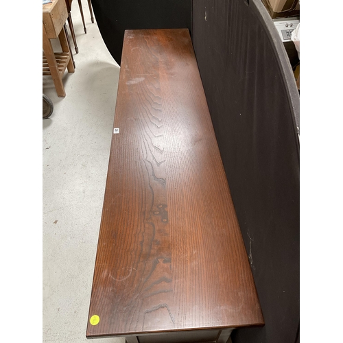 281 - LARGE OAK REPRODUCTION SIDEBOARD WITH 3 DRAWERS TO TOP AND 4 DOORS BELOW BADGED YOUNGER H30