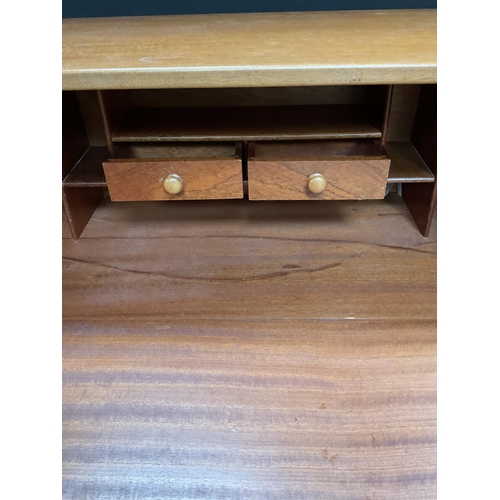 288 - RETRO TEAK BUREAU WITH FITTED TOP CENTRAL DRAWER OVER 2 DOORS H43