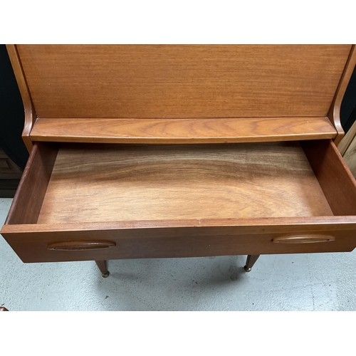 288 - RETRO TEAK BUREAU WITH FITTED TOP CENTRAL DRAWER OVER 2 DOORS H43