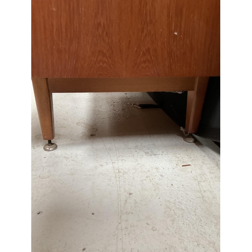 288 - RETRO TEAK BUREAU WITH FITTED TOP CENTRAL DRAWER OVER 2 DOORS H43