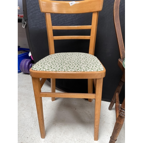 294 - VINTAGE KITCHEN CHAIR, OAK SPINDLE KITCHEN CHAIR AND FOLDING AIRING RAIL