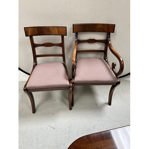 311 - REPRODUCTION MAHOGANY TWIN PEDESTAL DINING TABLE WITH 1 EXTRA LEAF AND 10 MATCHING DINING CHAIRS TO ... 