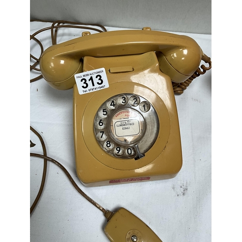 313 - VINTAGE RED TELEPHONE & VINTAGE YELLOW TELEPHONE