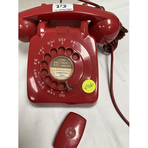 313 - VINTAGE RED TELEPHONE & VINTAGE YELLOW TELEPHONE