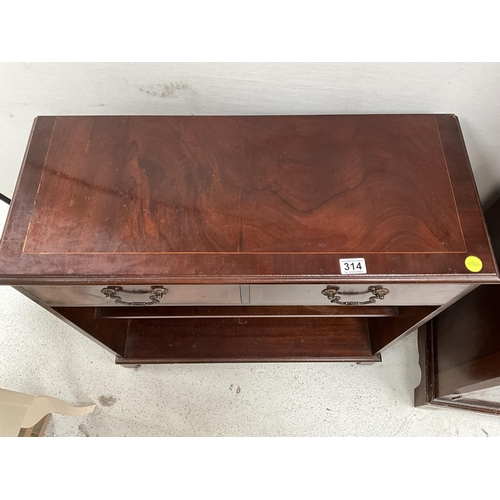 314 - REPRODUCTION MAHOGANY BOOKCASE WITH 2 DRAWERS TO TOP H30