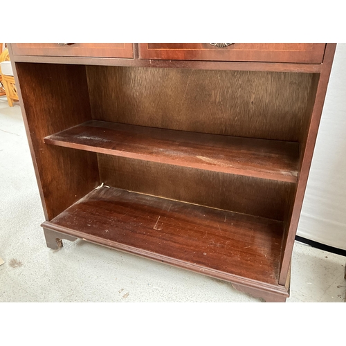 314 - REPRODUCTION MAHOGANY BOOKCASE WITH 2 DRAWERS TO TOP H30