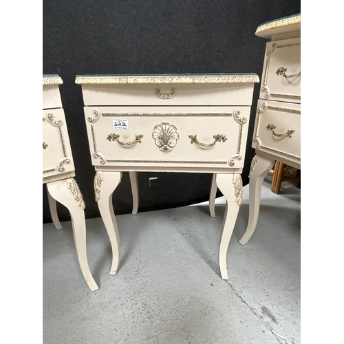 322 - CREAM WITH GILT DECORATION ITALIAN STYLE 4 PEICE BEDROOM SUITE TO INCLUDE TRIPLE MIRROR DRESSING TAB... 