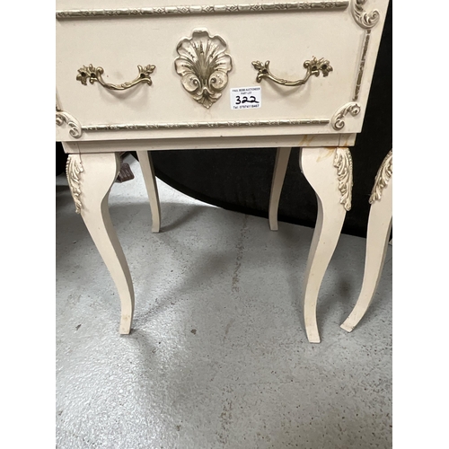 322 - CREAM WITH GILT DECORATION ITALIAN STYLE 4 PEICE BEDROOM SUITE TO INCLUDE TRIPLE MIRROR DRESSING TAB... 