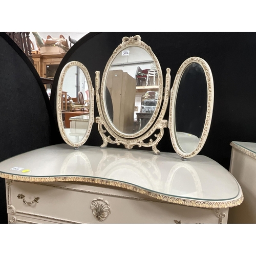 322 - CREAM WITH GILT DECORATION ITALIAN STYLE 4 PEICE BEDROOM SUITE TO INCLUDE TRIPLE MIRROR DRESSING TAB... 