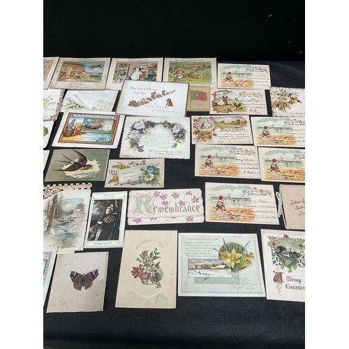 174 - BOX OF POSTCARDS, EPHEMERA