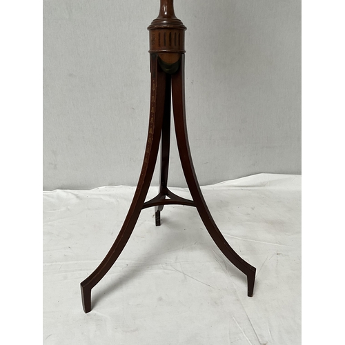 362 - VICTORIAN MAHOGANY INLAID POLE SCREEN A/F H56