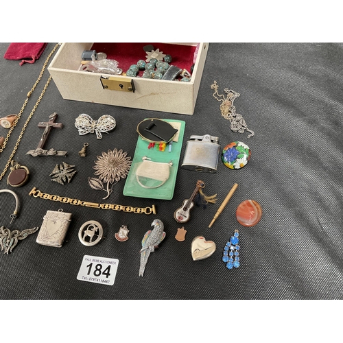 184 - JEWELLERY BOX AND COSTUME JEWELLERY