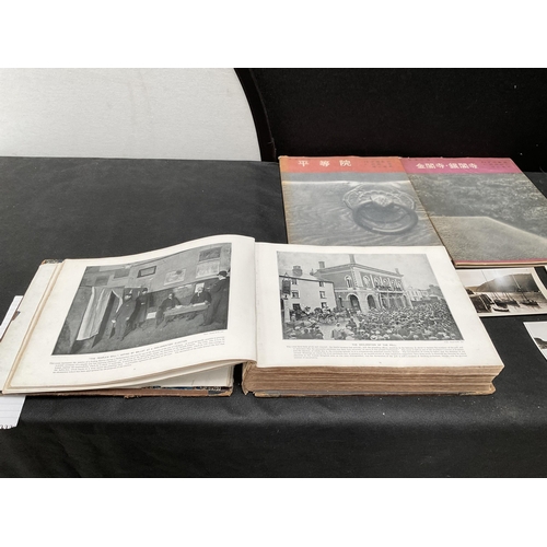 186 - QUEENS EMPIRE BOOK, 2 X BUDDHISTS TEMPLES IN JAPAN BOOKS, QTY OF OLD FISHERMANS PICTURES AND 2 SMALL... 